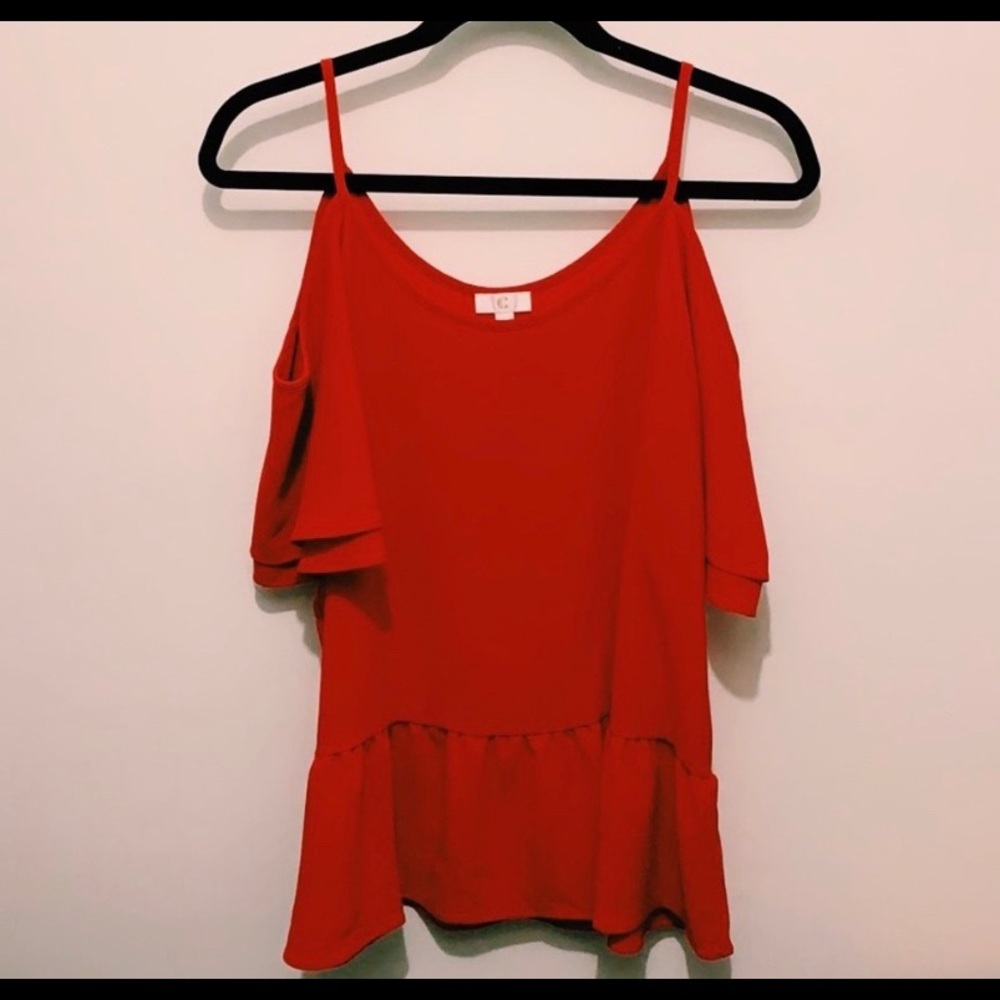 Women's CHARMING CHARLIE cold shoulder peplum top